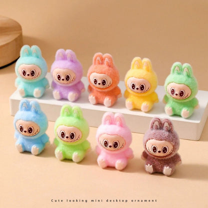 10pcs Kawaii Rabbit Anime Flocked Dolls Set for Desktop Decor and Gifts