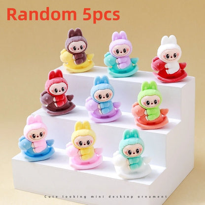 10pcs Kawaii Rabbit Anime Flocked Dolls Set for Desktop Decor and Gifts