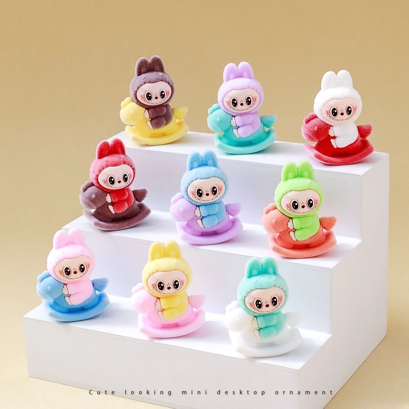10pcs Kawaii Rabbit Anime Flocked Dolls Set for Desktop Decor and Gifts