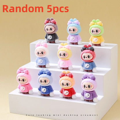 10pcs Kawaii Rabbit Anime Flocked Dolls Set for Desktop Decor and Gifts