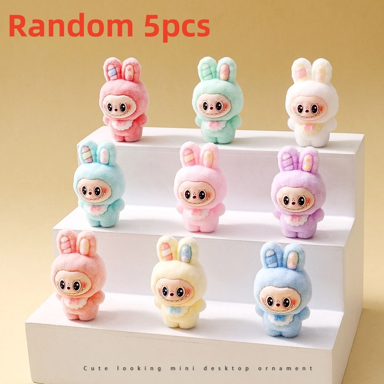 10pcs Kawaii Rabbit Anime Flocked Dolls Set for Desktop Decor and Gifts