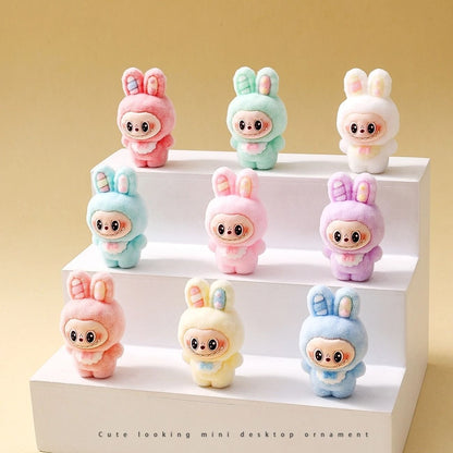 10pcs Kawaii Rabbit Anime Flocked Dolls Set for Desktop Decor and Gifts