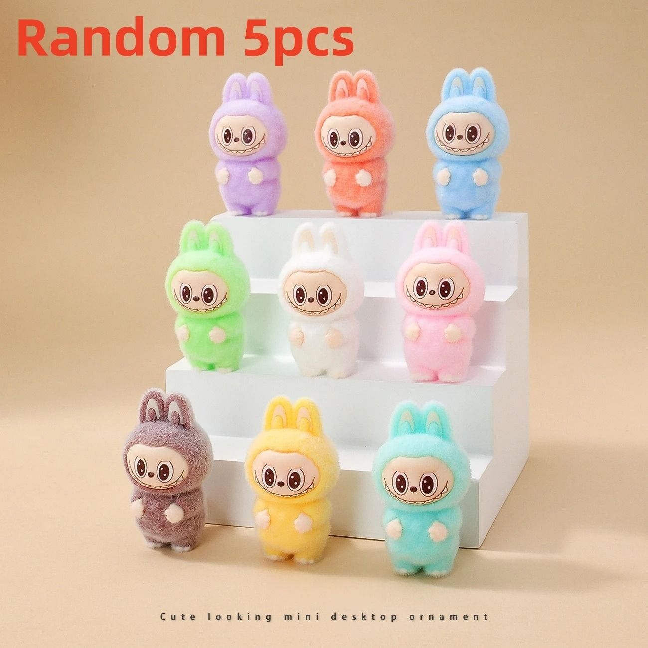 10pcs Kawaii Rabbit Anime Flocked Dolls Set for Desktop Decor and Gifts