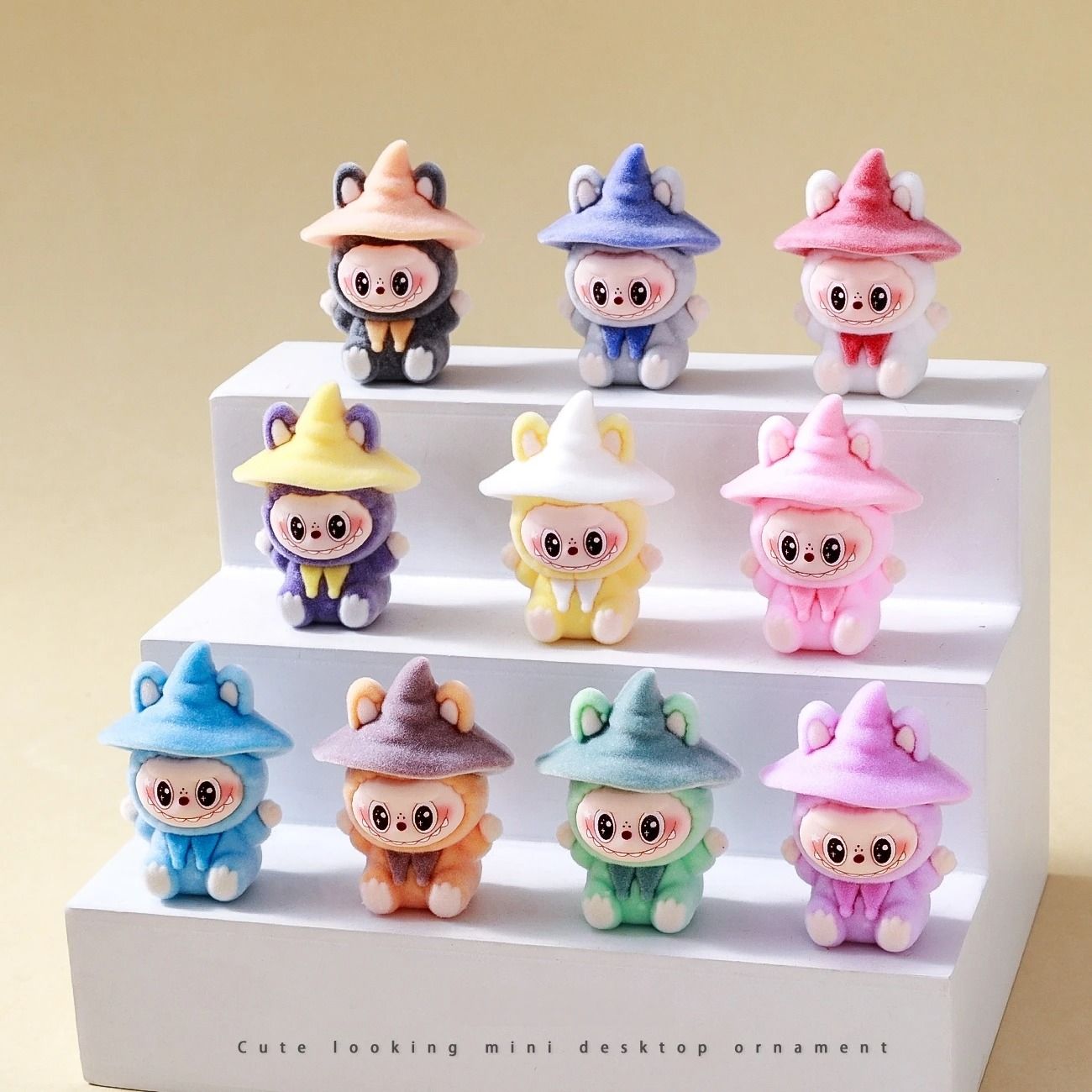 10pcs Kawaii Rabbit Anime Flocked Dolls Set for Desktop Decor and Gifts