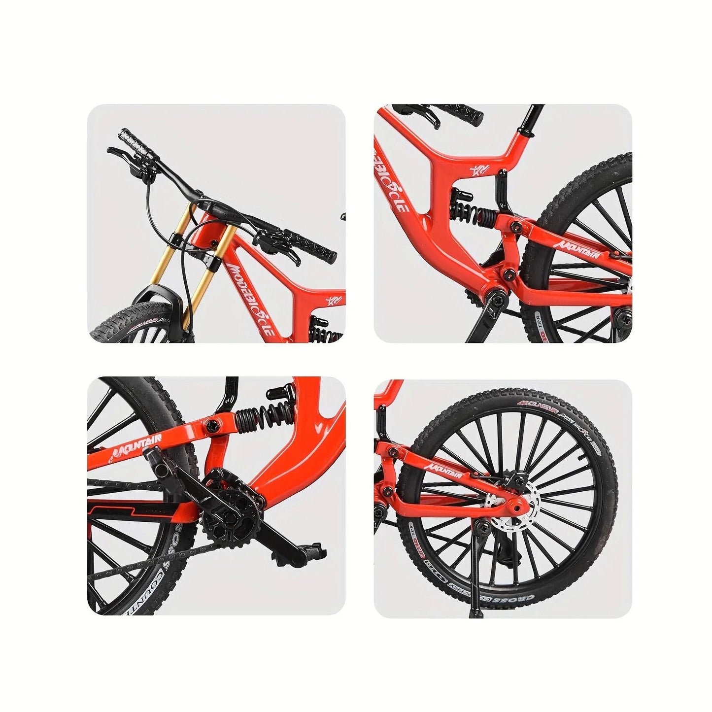 1 to 6 Scale Alloy Mountain Bike Model with Realistic Suspension for Desk Display