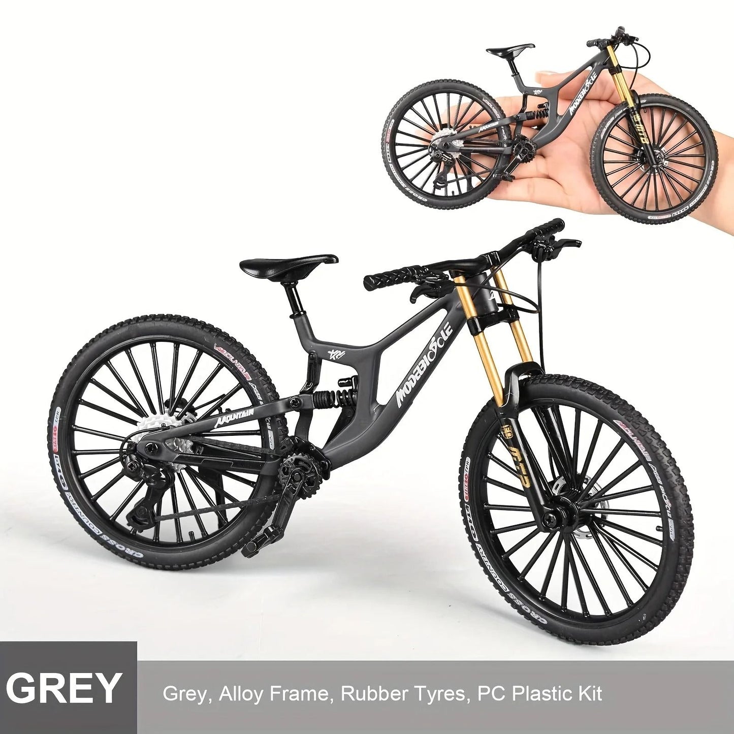 1 to 6 Scale Alloy Mountain Bike Model with Realistic Suspension for Desk Display