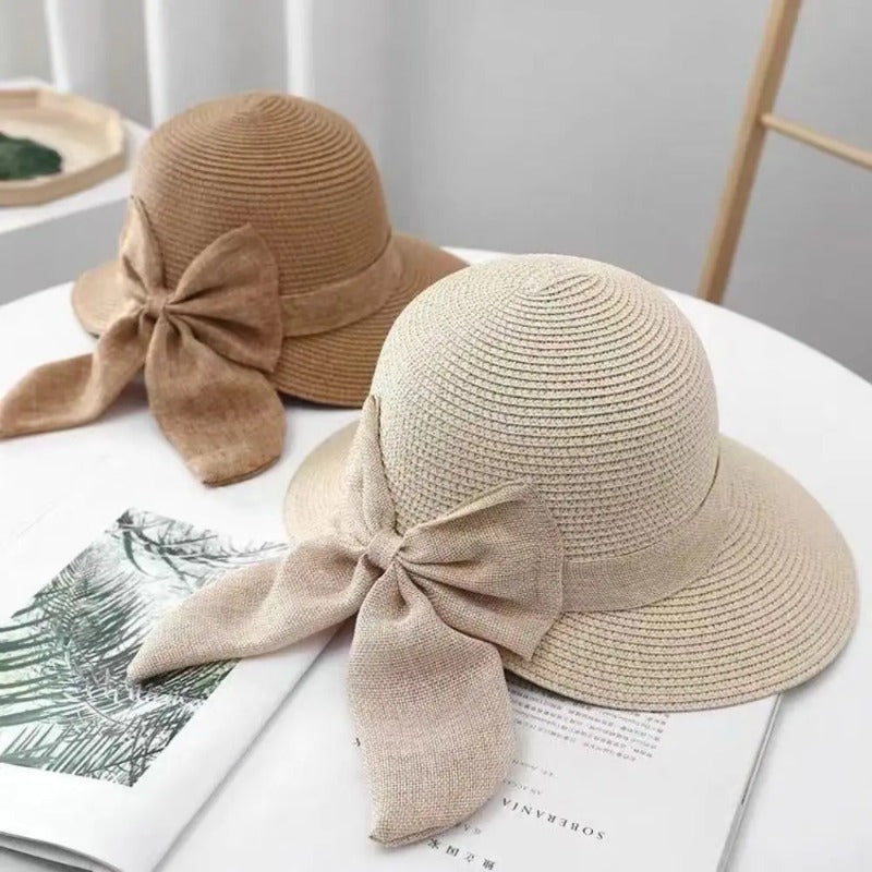 Wide Brim Bowknot Straw Hat for Women, Summer Sun Hat, UV Protection Casual Beach Cap, Lightweight & Breathable