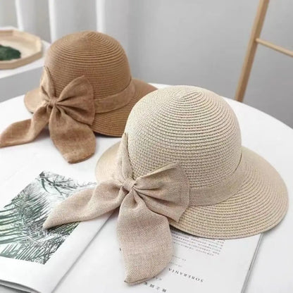 Wide Brim Bowknot Straw Hat for Women, Summer Sun Hat, UV Protection Casual Beach Cap, Lightweight & Breathable