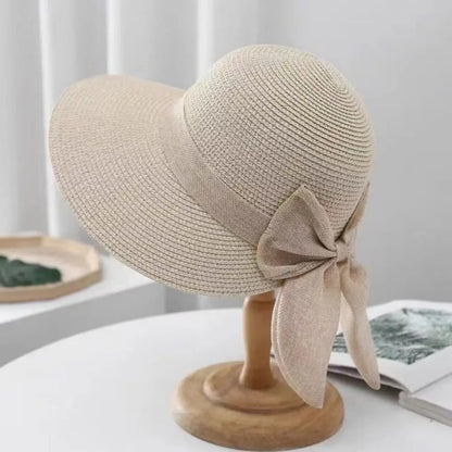 Wide Brim Bowknot Straw Hat for Women, Summer Sun Hat, UV Protection Casual Beach Cap, Lightweight & Breathable