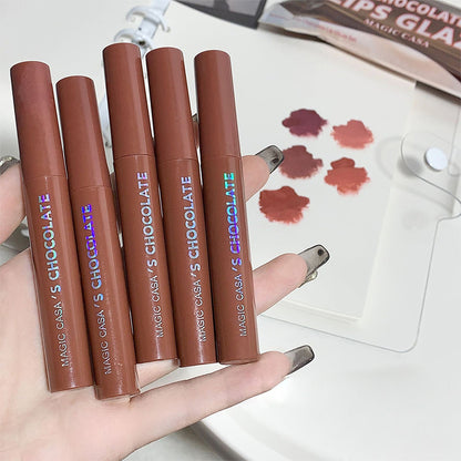 Chocolate Five Lip Glaze Set, Mist Matte Lipstick Collection for Girls, Students, Creamy Hydrating, Long Lasting