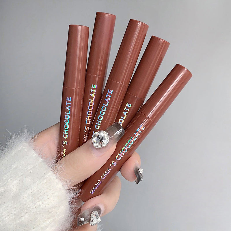 Chocolate Five Lip Glaze Set, Mist Matte Lipstick Collection for Girls, Students, Creamy Hydrating, Long Lasting