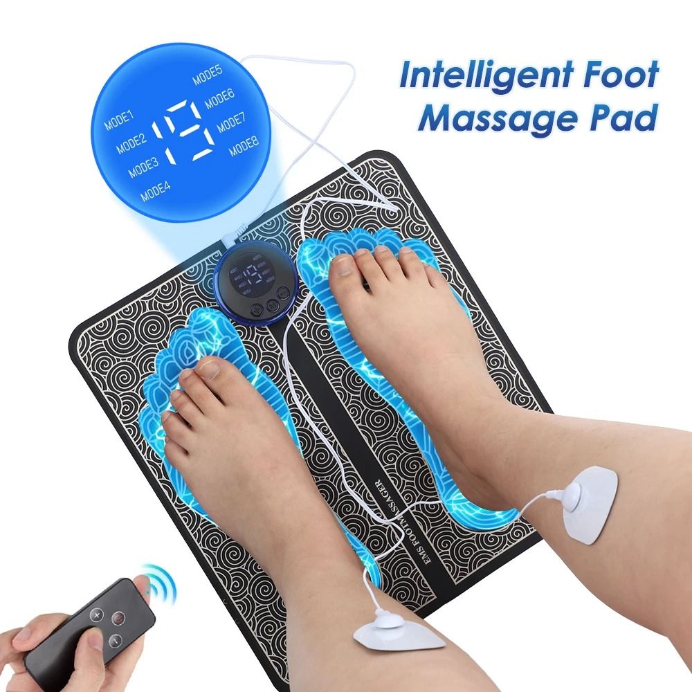 Electric EMS Foldable Foot Massager Pad with 8 Modes & 19 Intensity Levels