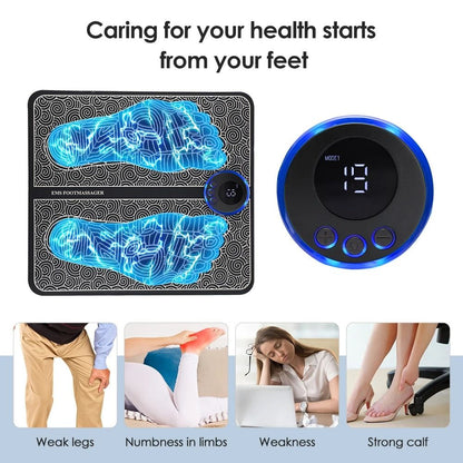 Electric EMS Foldable Foot Massager Pad with 8 Modes & 19 Intensity Levels