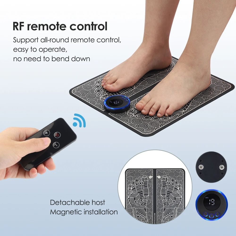 Electric EMS Foldable Foot Massager Pad with 8 Modes & 19 Intensity Levels