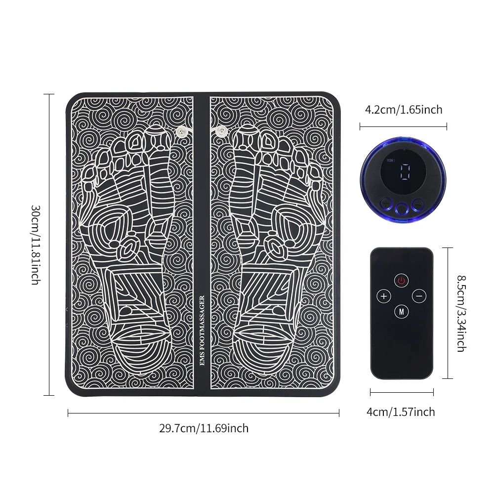 Electric EMS Foldable Foot Massager Pad with 8 Modes & 19 Intensity Levels