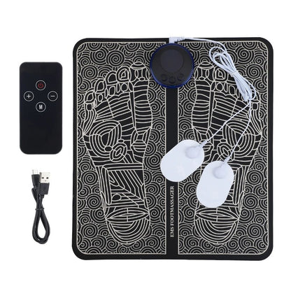 Electric EMS Foldable Foot Massager Pad with 8 Modes & 19 Intensity Levels