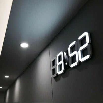 Large 3D LED Wall Clock Digital Display, Alarm Clock, Time Temp Date Function, Table or Wall