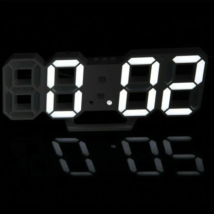 Large 3D LED Wall Clock Digital Display, Alarm Clock, Time Temp Date Function, Table or Wall