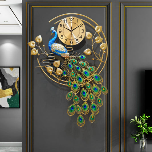 Peacock Shaped Wall Clock, Creative Metal Wall Clock, Modern Style Silent Wall Watch Clock for Living Room Decor