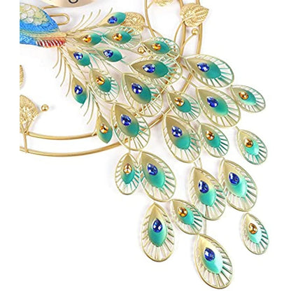 Peacock Shaped Wall Clock, Creative Metal Wall Clock, Modern Style Silent Wall Watch Clock for Living Room Decor