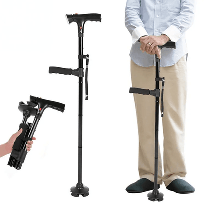 Adjustable Collapsible Walking Cane with LED Light and Alarm