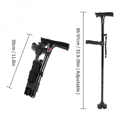 Adjustable Collapsible Walking Cane with LED Light and Alarm