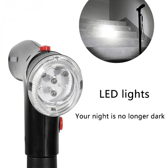 Adjustable Collapsible Walking Cane with LED Light and Alarm