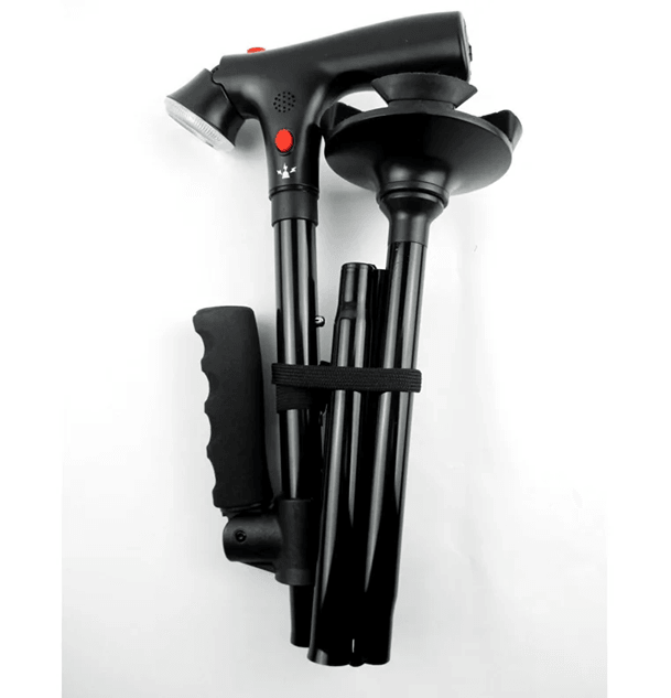 Adjustable Collapsible Walking Cane with LED Light and Alarm