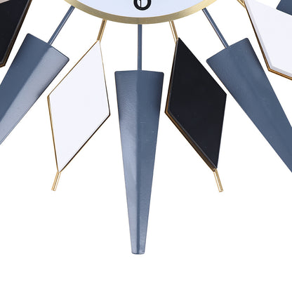Silent Non Ticking Modern Wall Clock, Large Decorative Sun Clock, Battery Operated Retro Star Wall Decor