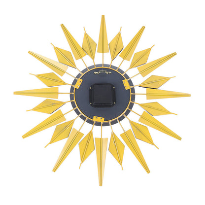 Silent Non Ticking Modern Wall Clock, Large Decorative Sun Clock, Battery Operated Retro Star Wall Decor