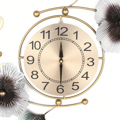 Luxury Ginkgo Leaf Wall Clock 90x45cm, Silent Modern Wall Clock for Office, Living Room, Elegant Light Luxury Decor