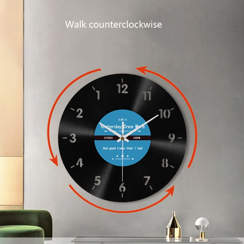 Reverse Wall Clock for Bedroom Living Room, Elegant Counterclockwise Wall Clock 12Inch, Quiet Acrylic Vinyls Record Desi