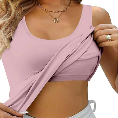 Women Tank Top with Built In Bra Sleeveless Camisole Plus Size