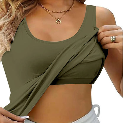 Women Tank Top with Built In Bra Sleeveless Camisole Plus Size