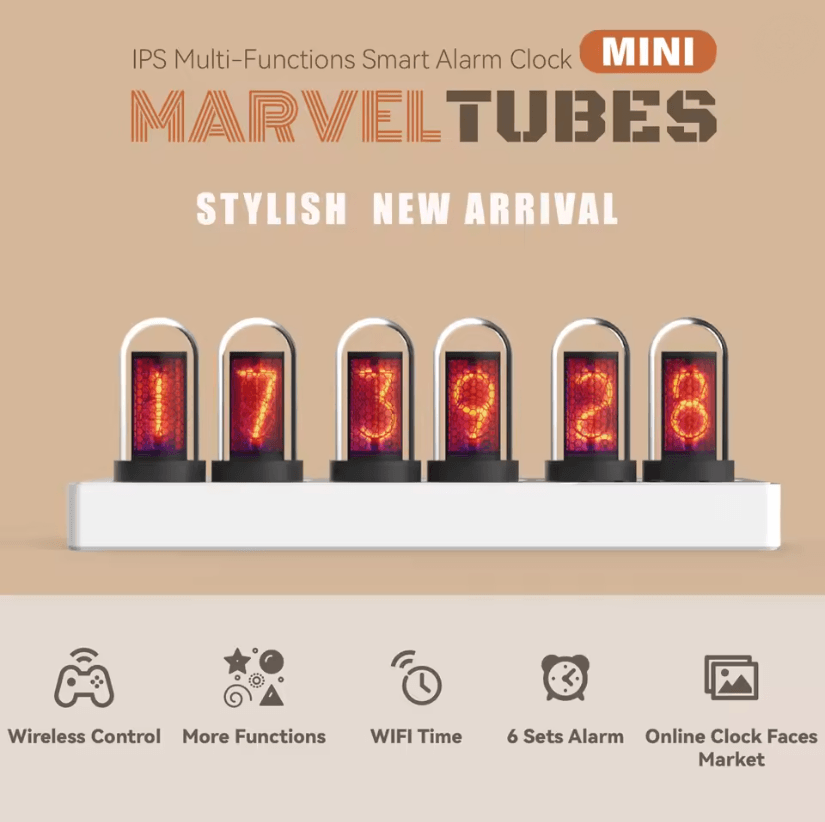 TimeGlow WiFi Nixie Tube Alarm Clock