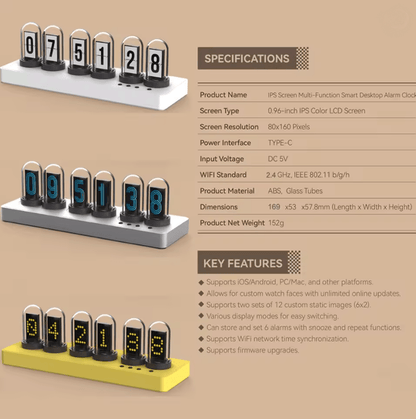 TimeGlow WiFi Nixie Tube Alarm Clock