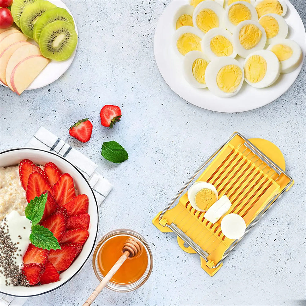 Multifunctional Egg Cutter Stainless Steel Food Slicer, Banana, Cheese, Strawberry, Kitchen Cooking Accessories