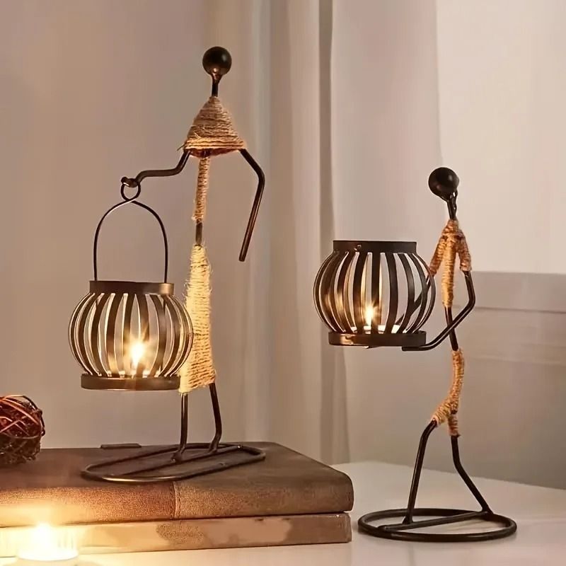 Nordic Metal Candlestick Sculpture Home Decor Figurine