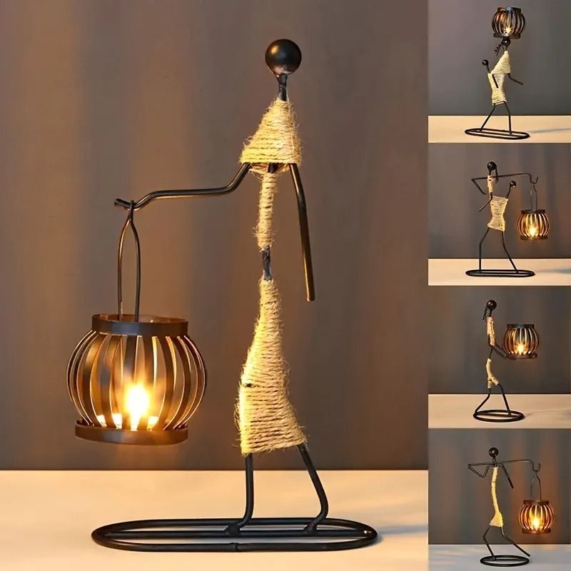Nordic Metal Candlestick Sculpture Home Decor Figurine
