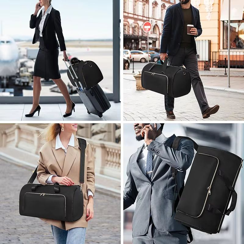Foldable Large Capacity Travel Duffel Bag Expandable Garment Shoulder Backpack