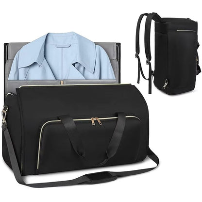 Foldable Large Capacity Travel Duffel Bag Expandable Garment Shoulder Backpack
