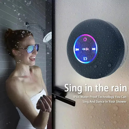 Large Suction Cup Mini Portable Speaker, Bathroom Waterproof Wireless LED Bluetooth Speaker, Outdoor Stereo Sound