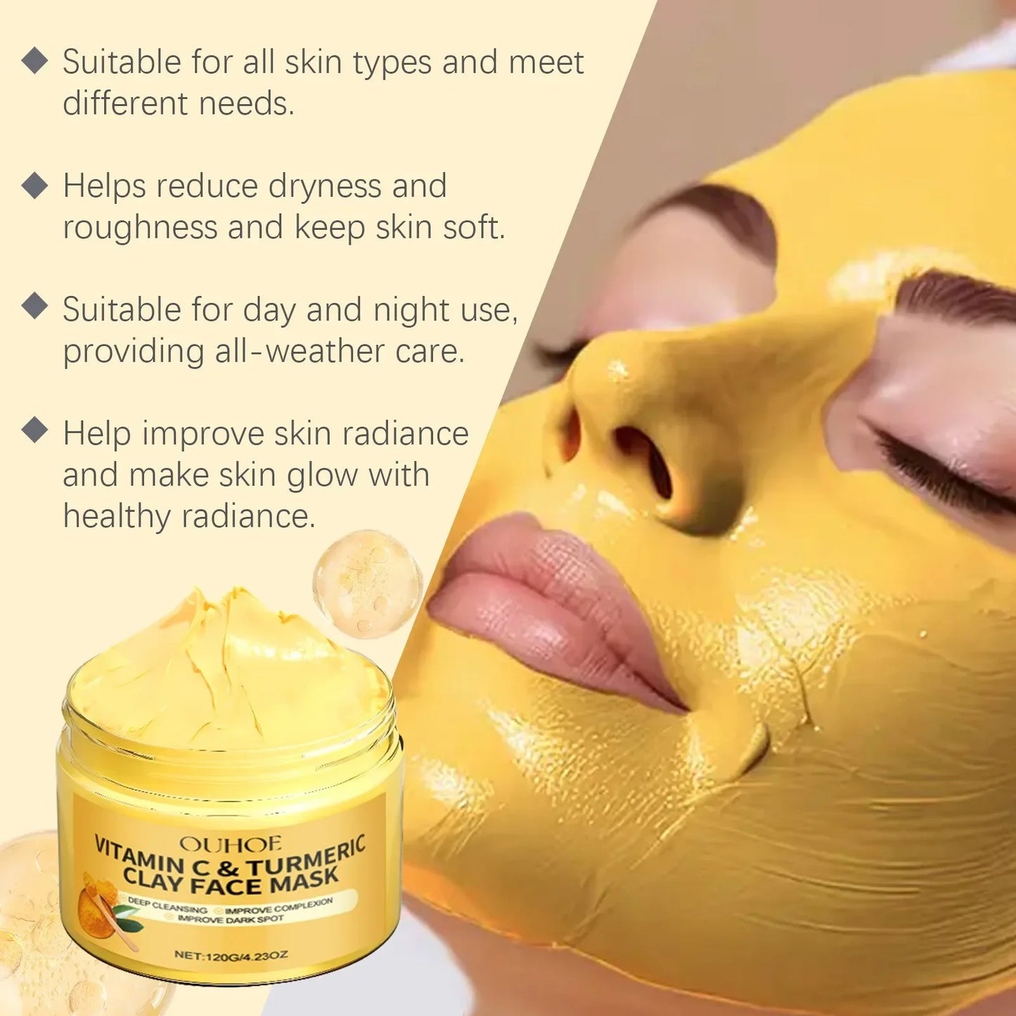 Vitamin C Turmeric Clay Mask for Brightening Deep Hydration and Smooth Skin