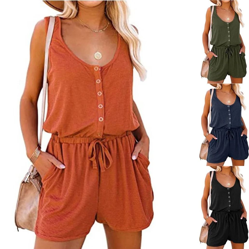 Sleeveless Waist Tie Wide Leg Jumpsuit for Women