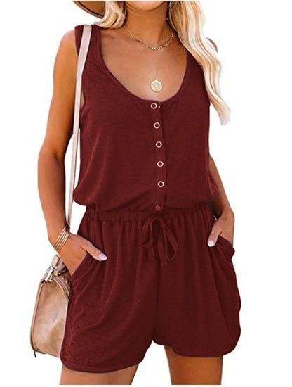Sleeveless Waist Tie Wide Leg Jumpsuit for Women