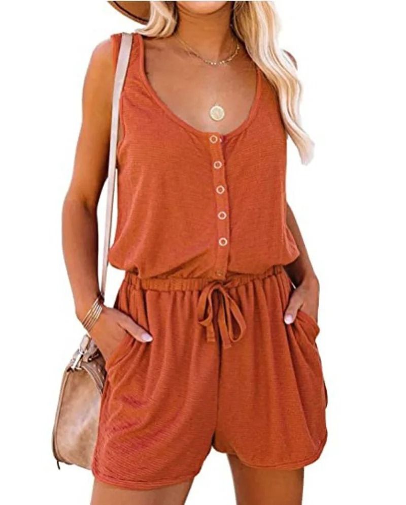 Sleeveless Waist Tie Wide Leg Jumpsuit for Women