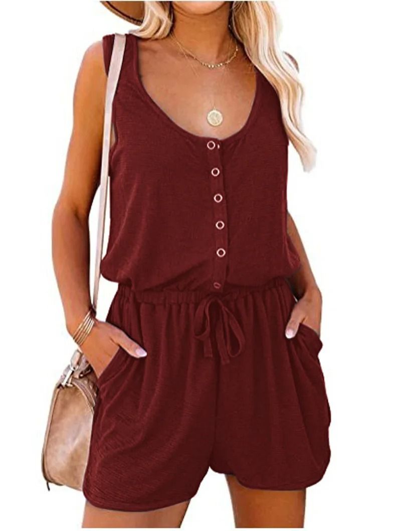 Sleeveless Waist Tie Wide Leg Jumpsuit for Women