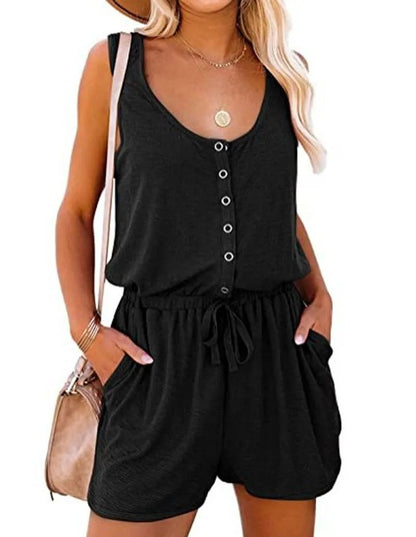 Sleeveless Waist Tie Wide Leg Jumpsuit for Women
