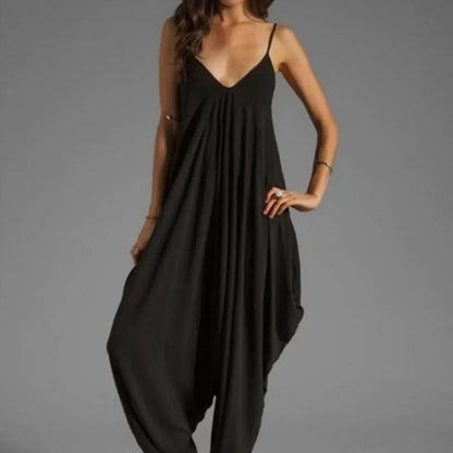 Sexy V Neck Sleeveless Loose Jumpsuit for Women