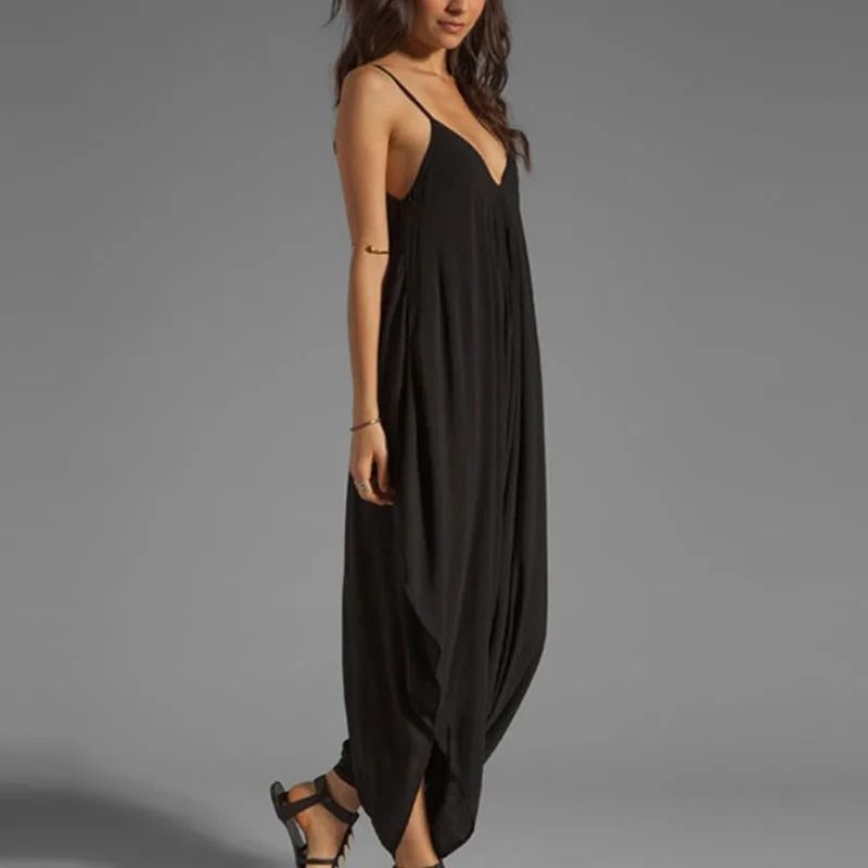 Sexy V Neck Sleeveless Loose Jumpsuit for Women